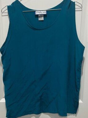 Simply Silk Teal Tank Top Women's Medium Sleeveless Scoop Neck
